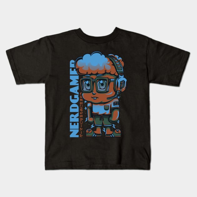 Nerd Gamer Kids T-Shirt by JDaneStore